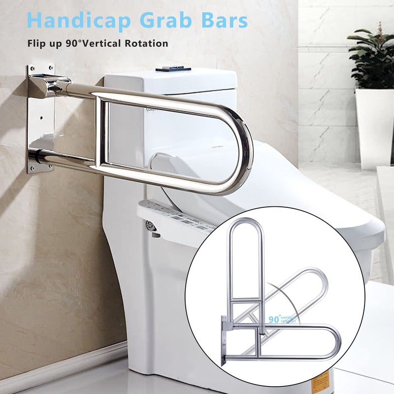 WochiTV 29.5 INCH Toilet Grab Bar Stainless Steel Handicap Rails Grab Bars Bathroom Support for Elderly Bariatric Disabled Commode Safety Hand Railing Guard Frame Shower Assist Aid Handrails Hand Grips - Image 2